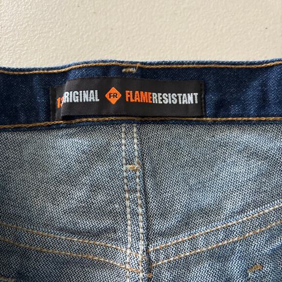 Wrangler Men Size 34x34 Blue Fire Flame Resistant Original Fit Pants Denim Jeans - Picture 3 of 12